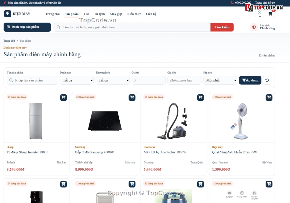 điện máy,website bán hàng,bán website